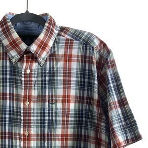 Tommy Hilfiger‎ Plaid Button Down Short Sleeve Shirt Classic Fit Medium